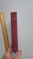 Spine of the hardcover book showing title 'Great Novels of Crime from American Noir 1950s' with measurement ruler for scale.