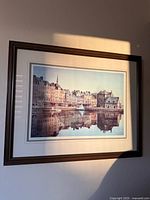 Full front view of framed watercolor scene