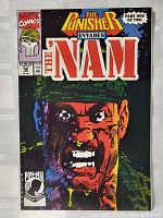 Front cover of The Punisher Invades The 'NAM issue 52 comic book showing detailed artwork of a soldier with helmet and the Marvel logo with The Punisher skull.