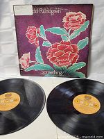 Photo of the vinyl record and album cover for Todd Rundgren Something, showing both discs and front cover artwork.