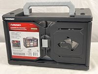 Front view of Husky 18-Drawer Pro Organizer with original tag on front showing product details.