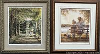 Two framed prints displayed side by side: Garden Angel on left, Golden Moments on right