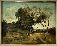 Oil on canvas landscape painting in gilt frame