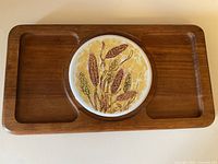 Full view of teak tray with ceramic tile insert