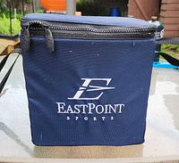 Blue EastPoint Sports soft-sided zippered carrying case for bocce ball set.