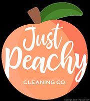 Logo image for Just Peachy Cleaning Co., a peach graphic with white text on a peach-colored background.