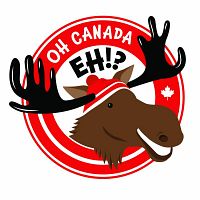 Logo image of Oh Canada Eh!? featuring a smiling moose wearing a toque, with text "Oh Canada Eh!?" and a small Canadian flag.