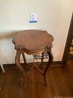 Full view of side table against wall