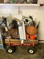 Wagon filled with assorted decorations