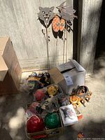 Entire lot laid out showing stakes, ornaments, sign and figures