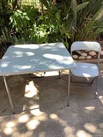 Table and chair set outdoors