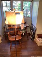 Full view of floor lamp with shade