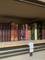 Shelf view of full collection of vintage hardcovers