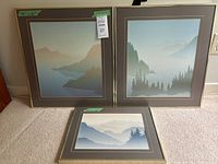 Group shot of three framed prints