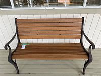 Full view of bench on porch