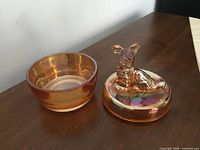 Photo of the amber glass powder jar with the lid removed showing inner bowl