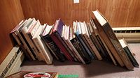 Group of approx. 25 art and reference books lined against wall