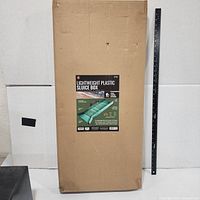 Photo of the sluice box packaging showing the overall size and label on the box.