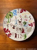 Top view of one dessert plate showing 12 Days of Christmas design