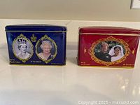 Front view of both tins showing portraits and colors
