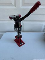 Photo of MEC 600 JR reloading press, showing overall condition and full assembly with parts attached and lever handle upright.