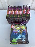 Nine boxed Street Fighter Power Rangers Lightning Collection Cammy action figures, showing front packaging with character art