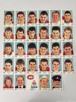 fronts of all 30 Kingston Canadians 1987-88 P.L.A.Y. hockey cards arranged in grid