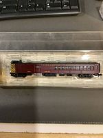 Full side view of the Canadian Pacific baggage car model in packaging showing details and markings.