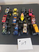 All 12 trucks laid out in three rows