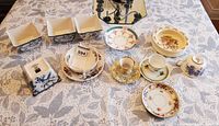 Overview of all china pieces on table
