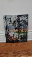 Full view of tile art showing entire forest lake scene