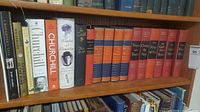 Full shelf showing Churchill sets and biographies