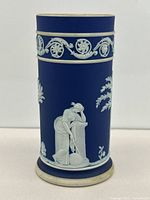 Full view of Wedgwood blue jasperware spill vase