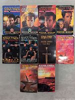 Front covers showing all 10 novels with Star Trek characters and titles visible.