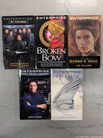 Front covers of all five Star Trek Enterprise novels showing cover art and titles.