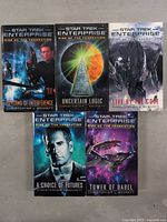 Front covers of 5 Star Trek Enterprise: Rise of the Federation paperback books showing title, author, and Star Trek themed cover art.