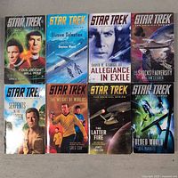 Front covers of 8 Star Trek The Original Series novels showing cover art and titles.