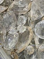 Close view of mixed crystal prisms showing shapes and facets
