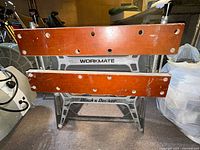Front view of Black & Decker Workmate folding workbench showing wood clamping surfaces