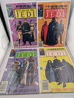 Four Return of the Jedi Marvel comics issues #1 to #4 arranged in a row showing the cover art featuring Star Wars characters.