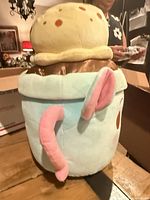 Large cup plush showing handle, ear and ice-cream lid