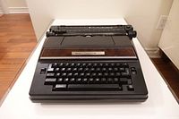 Front view of Sears Correct-O-Ball XL-1 typewriter closed in case