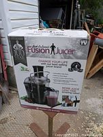 Photo of the Jack LaLanne Fusion Juicer box showing branding and key features.