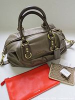 Full set: satchel, red pouch, canvas key pouch