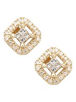 Front view of both square diamond studs