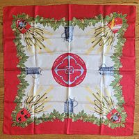 Full view of Claude Coquerel Paris silk scarf showing design and condition