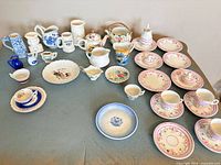 All miniature china pieces arranged on table