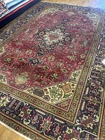 Full view of the rug showing overall design and colors