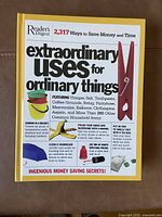 Front cover photo of the Reader's Digest book 'Extraordinary Uses for Ordinary Things' showing title and featured uses of household items.