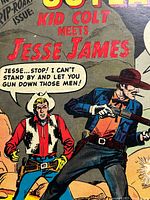 Front cover partial view showing Kid Colt Meets Jesse James title